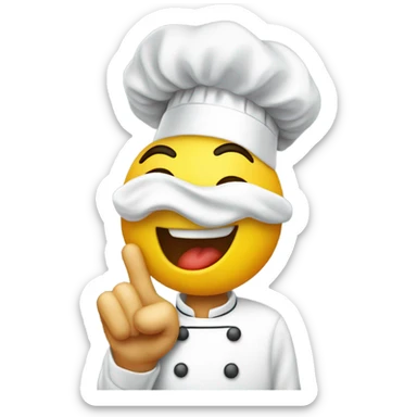 A smiley face emoji in a chefs hat kissing his finger sticker