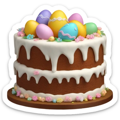Realistic beautifully decorated Easter cake sticker