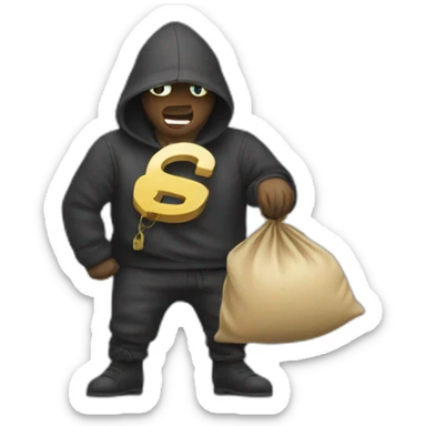 thief with a bag of money sticker