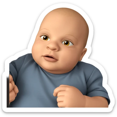 bald boy looking at viewer sticker