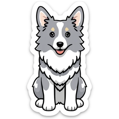 Grey spotted Merle Border Collie dog full body sticker