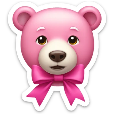pink bear with bow  sticker
