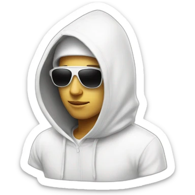 white hacker white sun glasses and hood sticker