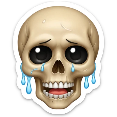 Skull crying loudly and a lot with lots of tears sticker
