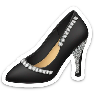 Black pointed low heels with rhinestone band  sticker