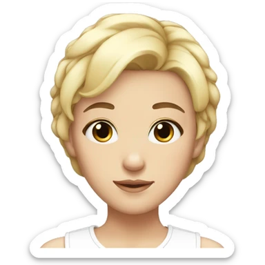 girl short hair white pretty eyes head only sticker