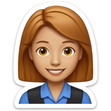 teacher emoji caramel hair light skin sticker