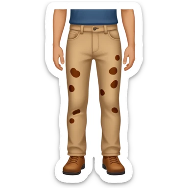 Man with brown spot on pants sticker