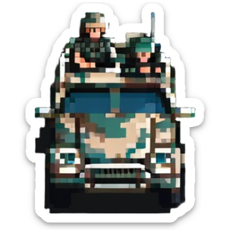 Military vehicle with soldiers sticker