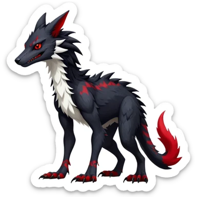 Cool Edgy Vernid-Sergal, Feral, Four Legs, Black fur, red markings, Full body, LiLaiRa sticker