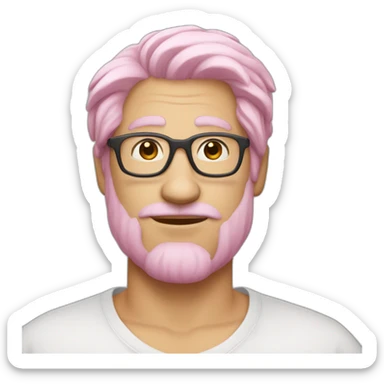 pinkhair-fat-middleage-man-whiteskin-redspectacle sticker