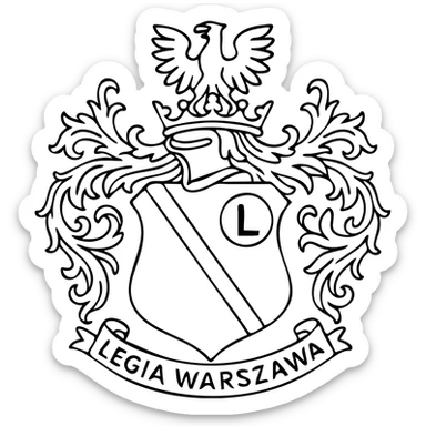 Herb Legii Warszawa with a clear letter L in the center, classic style, maintain transparent background, detailed and precise lines. sticker