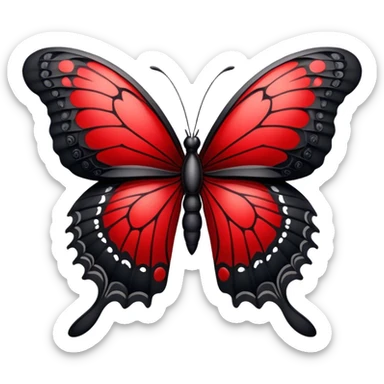 Edgy crimson-blood-red, obsidian-black, beautiful butterfly sticker