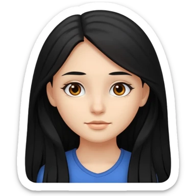Girl with black long hair and brown eyes sticker