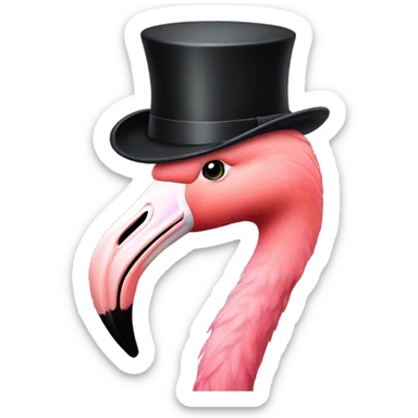 pink flamingo with top hat sticker