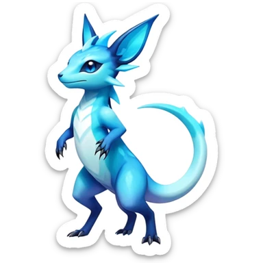 Colorful Dark Shiny Exotic Salandit-Aurorus-Glaceon-Fakémon-hybrid-creature (full body)  sticker
