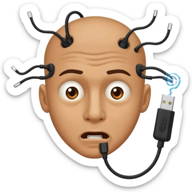 Funny guy sticking LAN cable into nostril and electrocuted sticker