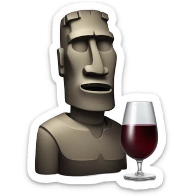Un moai avec un verre de vin sticker