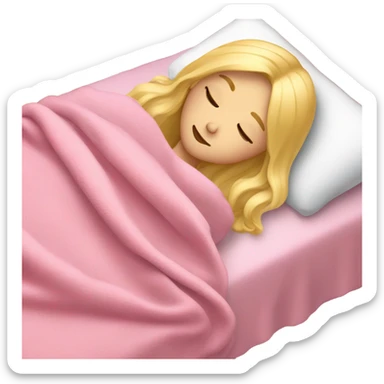 blonde girl sleeping on side with pink blanket sticker