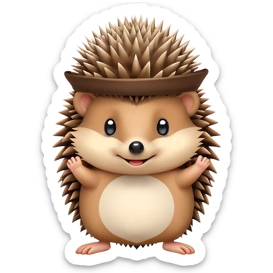hedgehog removing a hat sticker