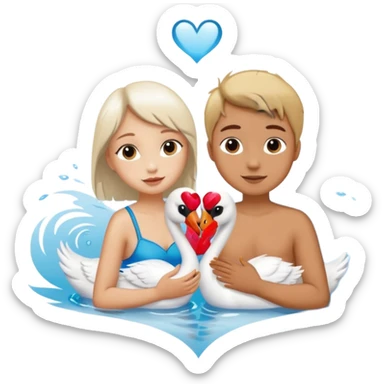 Two swan making a heart 💗 a girl and a boy sticker