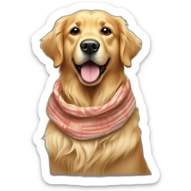 golden retriever dog wearing a Keffiyeh sticker