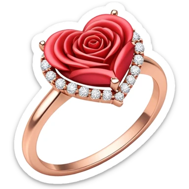 rose heart diamond ring sticker