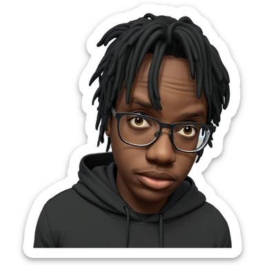 young man with glasses and hood sticker