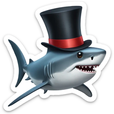 Shark with a top hat sticker