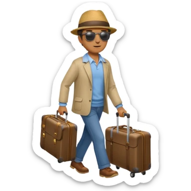 male strolling travel suitcase traveling sticker