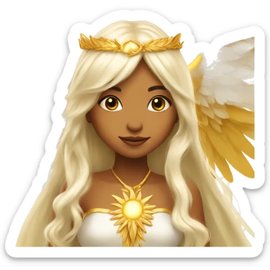 big wings, sun, gold, Beautiful, fairy, long hair sticker