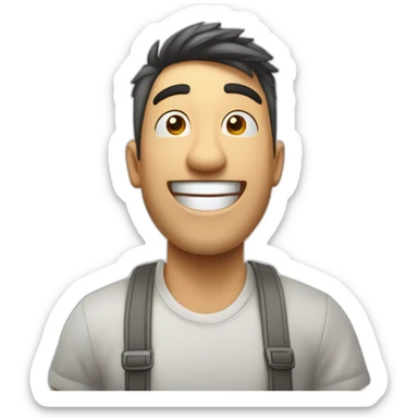 chico festejando estirando los brazos hacia arriba feliz, con billetes volando sticker