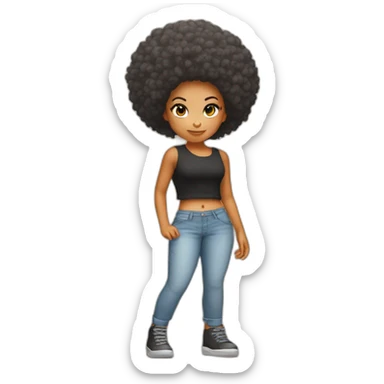 Light skin girl orange afro squat sticker