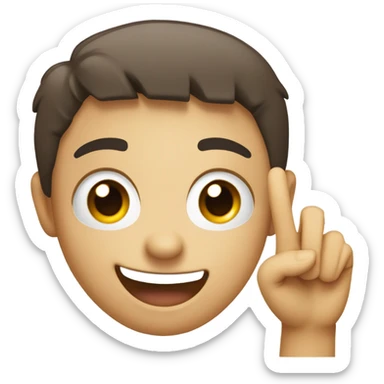 Smiling face emoji making 7 with hand sticker