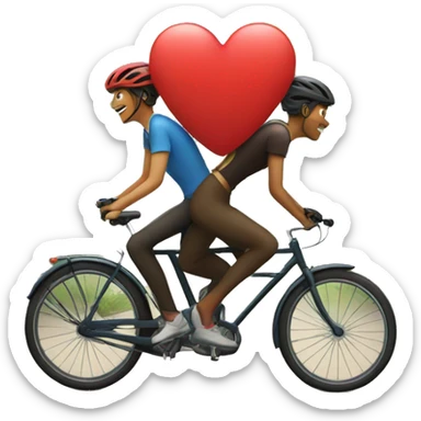 Two persons  biking wih a heart above there  sticker
