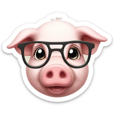 Piglet in glasses sticker
