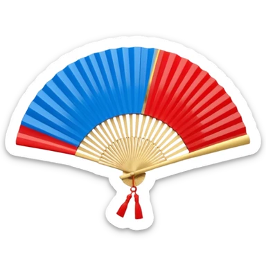 3d emoji of a japanese hand fan in glossy circuit design sticker