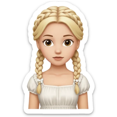 white girl 10 blonde braids full braided hair  sticker