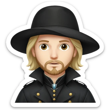 Athos, musketeer in black trench coat sticker