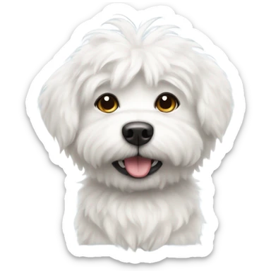 fluffy white dog with a bow  sticker