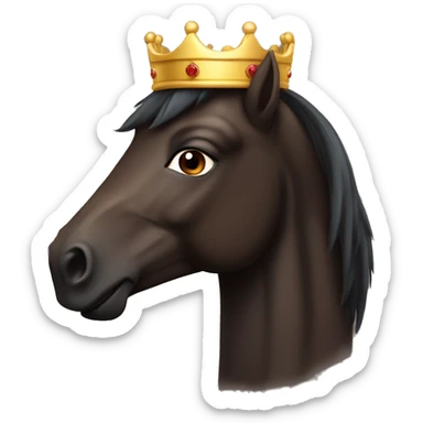 Dark Brown horse with a Crown  sticker