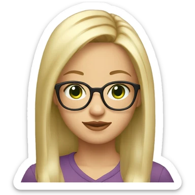 Big girl blonde hair glasses green eyes straight hair sticker