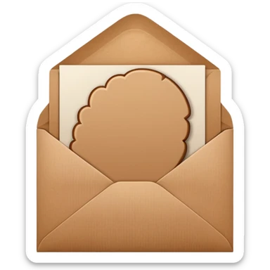 blank greeting card open with brown envelope next to it sticker