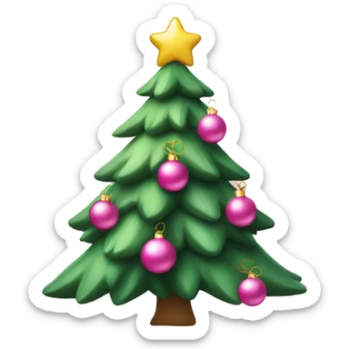 cute christmas tree with pink ornaments  sticker