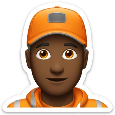 men with orange cap sticker