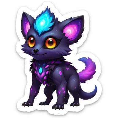Epic Edgy Cute Colorful Vibrant Dark Nebula Modern Vernid-Protogen-creature-animal, full body sticker