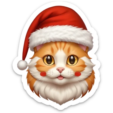 Light orange tabby kitty in a Santa hat sticker