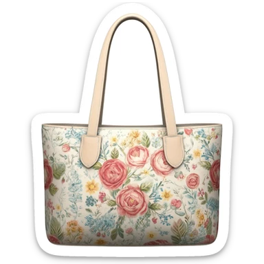 Cute cute Cottagecore style handbag, with a detailed print, isolated, 3d rendering, 8k hd, 600 dpi sticker