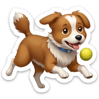 dog fetching a ball sticker