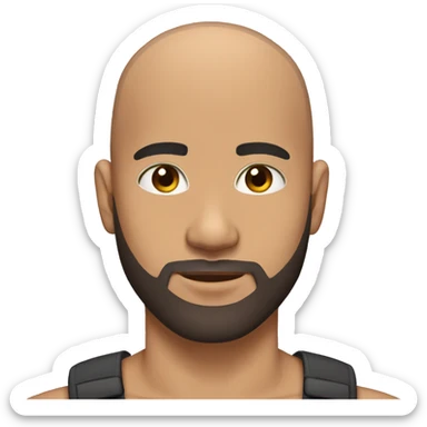 Lightskin buzzcut bald guy with brown eyes and black beard sticker